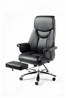 кресло руководителя парламент(black) сталь + хром / черная экокожа в Нижневартовске