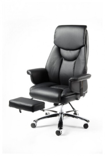 кресло руководителя парламент(black) сталь + хром / черная экокожа в Нижневартовске