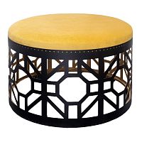 пуф круглый желтый с резным основанием диаметр 70 см в Нижневартовске