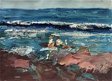 картина маслом двое на берегу в Нижневартовске