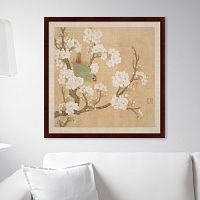 картина: попугай в ветвях персикового дерева, литография 10 век в Нижневартовске