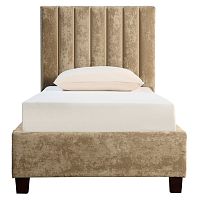 кровать односпальная 90х200 бархат бежевая в Нижневартовске