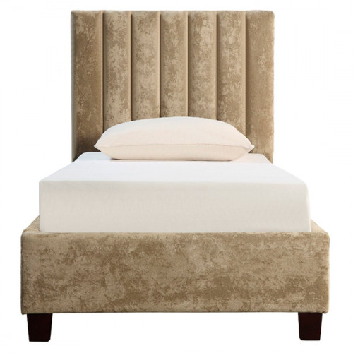 кровать односпальная 90х200 бархат бежевая в Нижневартовске