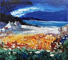 картина маслом деревня на берегу в Нижневартовске