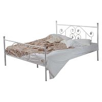 кованая двуспальная кровать 180х200 с двумя спинками белая камелия в Нижневартовске