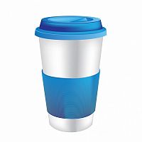 термостакан белый с синим термодержателем в Нижневартовске