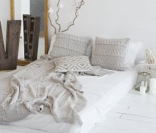 комплект плед с косами (180*220) и 2 наволочки (50*50) лён в Нижневартовске