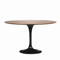 стол обеденный tulip с деревянной столешницей диаметр 122 черный в Нижневартовске