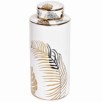 ваза керамическая листья с крышкой белая 16*30см в Нижневартовске