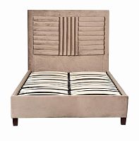 кровать двуспальная 160х200 серо-бежевая из велюра люси в Нижневартовске