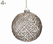 набор елочных игрушек шары золотые стеклянные, 4 штуки в Нижневартовске