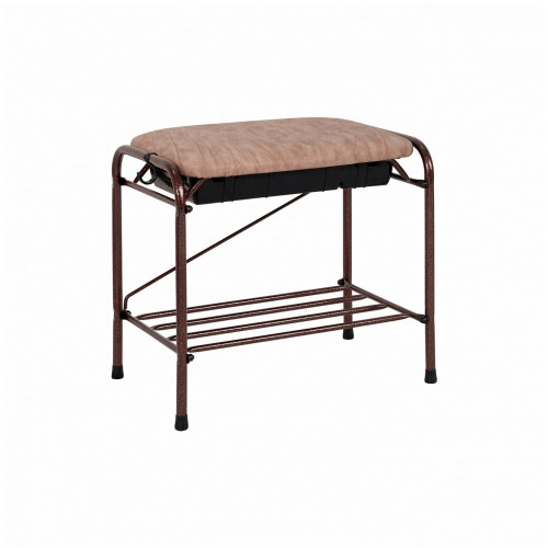 подставка для обуви зми, 2-х полочная с бежевым сиденьем, с ящиком, цвет медный антик, 45х30х40 см в Нижневартовске