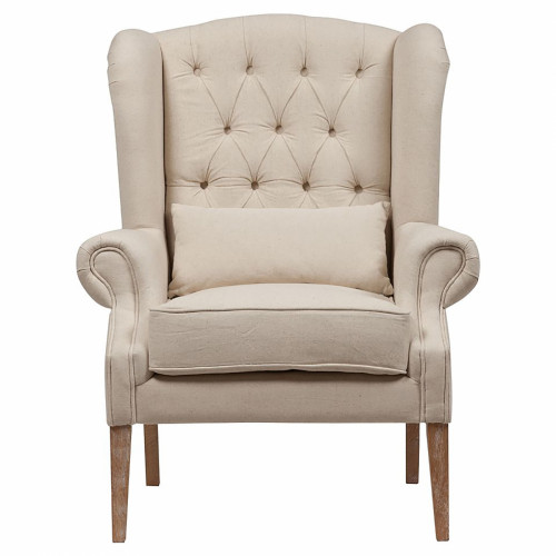 кресло wing back armchair белый лен в Нижневартовске