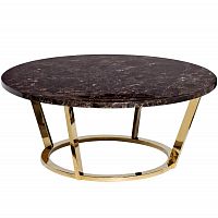 стол журнальный dark emperador d100х40,6 см черный, золотой в Нижневартовске