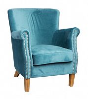 кресло этьенн ткань: кат. а touch600 голубой гладкий бархат, светлый дуб в Нижневартовске