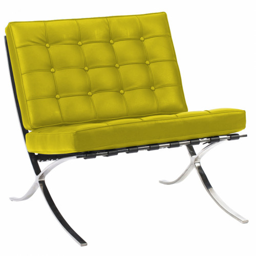 кресло barcelona chair кожа лимонное в Нижневартовске
