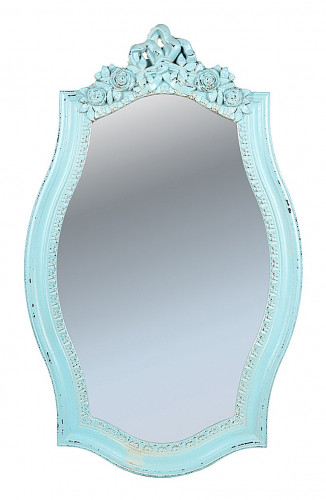 зеркало прямоугольное голубое в изогнутой раме с розами августа в Нижневартовске