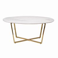 стол журнальный овальный 120*65*41см мраморный, золотой в Нижневартовске