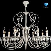 подвесная люстра eurosvet 3305/8 белый с золотом/прозрачный хрусталь strotskis в Нижневартовске