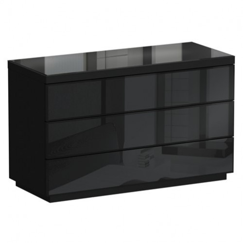 комод kristal 3 ящика черный глянец в Нижневартовске