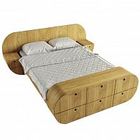 кровать двуспальная 160х200 с тумбами и комодом натуральный шпон бежевая цикл в Нижневартовске