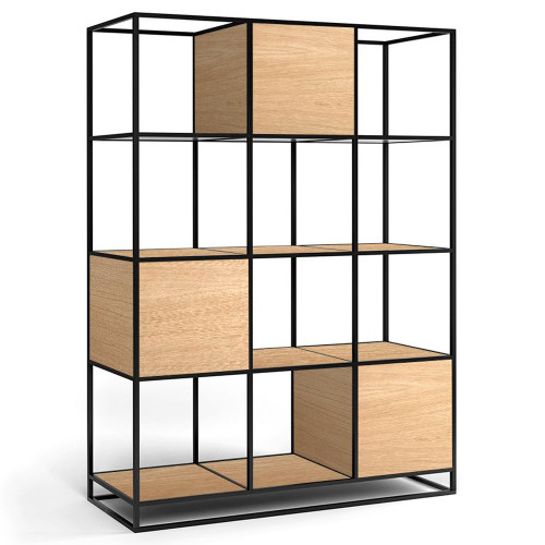 стеллаж kvadra 3 black светлый дуб в Нижневартовске