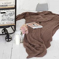 комплект плед с косами (180*220) и 2 наволочки (50*50) св. кофейный в Нижневартовске