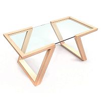 стол журнальный фит бежевый со столешницей из закаленного стекла в Нижневартовске