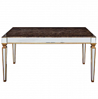 стол обеденный зеркальный столешница мрамор 180х90*78 зеркальный, золотой, коричневый в Нижневартовске