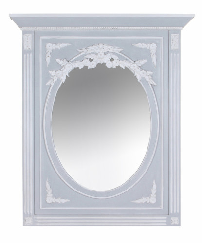зеркало классическое овальное в белой прямоугольной раме с резьбой людовик в Нижневартовске