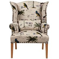 кресло мягкое с ушами quinn tufted armchair бежевое с рисунком в Нижневартовске