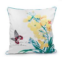декоративная подушка белая с желтым цветком botanical style в Нижневартовске
