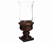 подсвечник керамический коричневый со стеклом и резьбой ferguson, 35 см в Нижневартовске