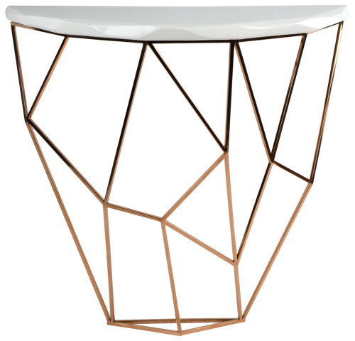 консоль geometric 100x38x90 золото, белая столешница в Нижневартовске