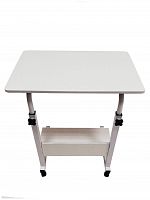 прикроватный столик для ноутбука, с полкой, с регулировкой высоты на колесиках, белый в Нижневартовске