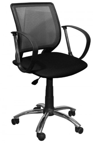 кресло компьютерное тедди хром ткань jp 15-2, цвет чёрный, спинка чёрная сетка в Нижневартовске