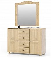 комод широкий к-17 с зеркалом онега, цвет лен/ясень шимо светлый в Нижневартовске