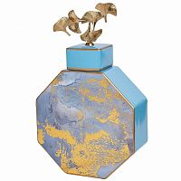 ваза керамическая с крышкой голубая с золотом 25*10*41см в Нижневартовске