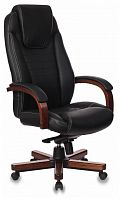 кресло для руководителя бюрократ бюрократ t-9923 walnut, обивка: натуральная кожа, цвет: кожа (black) в Нижневартовске