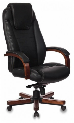 кресло для руководителя бюрократ бюрократ t-9923 walnut, обивка: натуральная кожа, цвет: кожа (black) в Нижневартовске