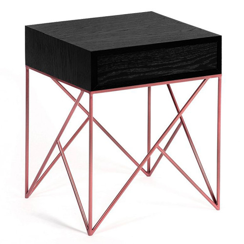 прикроватная тумба с ящиком prince черный дуб и медь в Нижневартовске