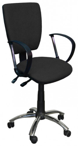 кресло компьютерное ультра люкс хром эко-кожа, цвет чёрный, подлокотники фактор хром в Нижневартовске