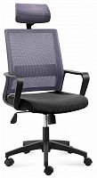 кресло офисное бит черный пластик / темно серая сетка / черная ткань в Нижневартовске