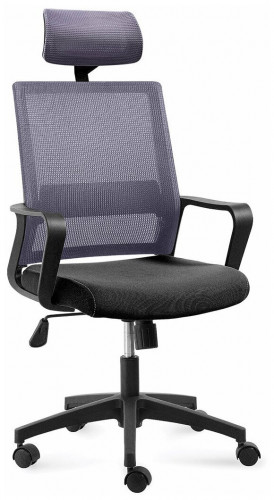кресло офисное бит черный пластик / темно серая сетка / черная ткань в Нижневартовске