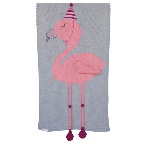 плед фламинго 60*120 св.серый меланж+розовый бутон в Нижневартовске