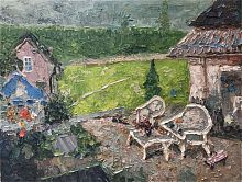 картина маслом во дворе в Нижневартовске