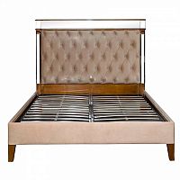 кровать полутораспальная 140х200 кремовая из велюра с зеркальными вставками в Нижневартовске