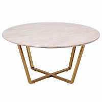 стол журнальный круглый d90*41см мраморный, золотой в Нижневартовске