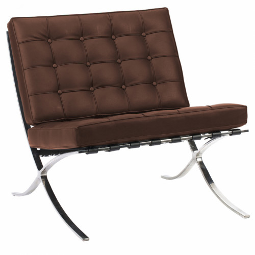 кресло barcelona chair экокожа коричневое в Нижневартовске