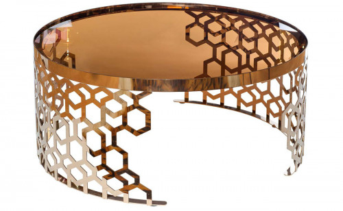 стол журнальный gold круглый коричневый, золотой в Нижневартовске